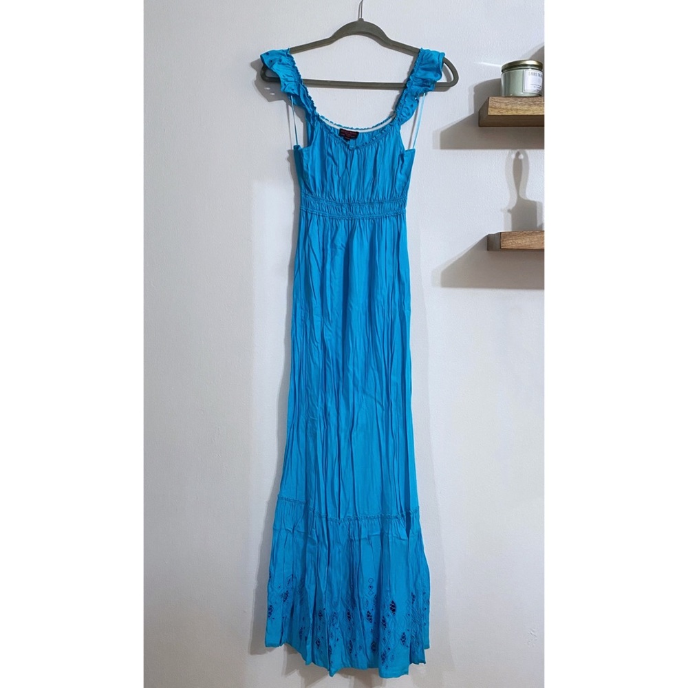 Aztec Rose Peasant Maxi Dress with Eyelet Details